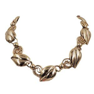 Vintage Signed 1950s Napier Goldtone Leaves Necklace